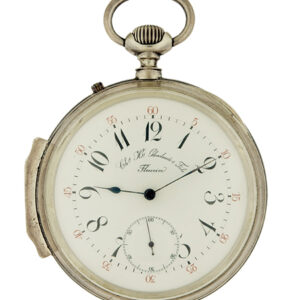 Chs. Hi. Grosclaude & Fils. Fleurier Niello Silver Heavy Swiss Open Face Vintage Pocket Watch