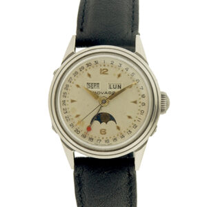 Movado Vintage Stainless Steel Triple Calendar & Moonphase Waterproof Wristwatch Ref. 14980, c. 1950s