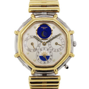 Gerald Genta 2-Tone Yellow Gold & Stainless Steel Day-Date Bracelet Watch w/ 24 Hour Indication & Moonphase, Ref G2959.7