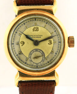 Movado 18k Yellow Gold 3/4 size Wristwatch, c. 1940's