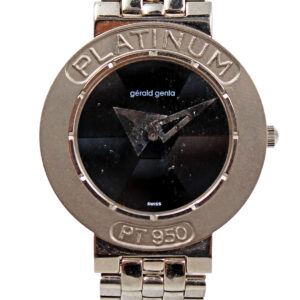 Gerald Genta Platinum Bracelet Watch with Faceted Crystal c. 1990s, Ref G3123.7