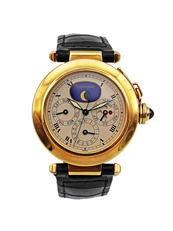 Cartier "Pasha" 18k Yellow Gold Moonphase Perpetual Calendar Wristwatch c. 1986, Ref 30003