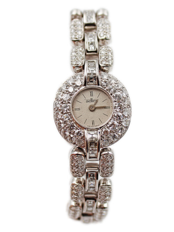 Adler 18k White Gold & Diamonds (7ct) Ladies Bracelet Watch c. 1990s