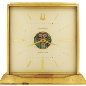Bulova Accutron Gold Plated Clock Made for Tiffany & Co