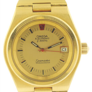 Omega 18k YG Seamaster w/ Date Electronic Bracelet Watch circa 1975