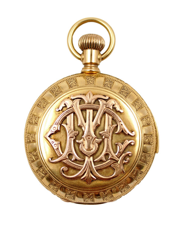 Waltham Heavy Engraved 18k Yellow Gold Hunter Pocket Watch with 5 minute repeater