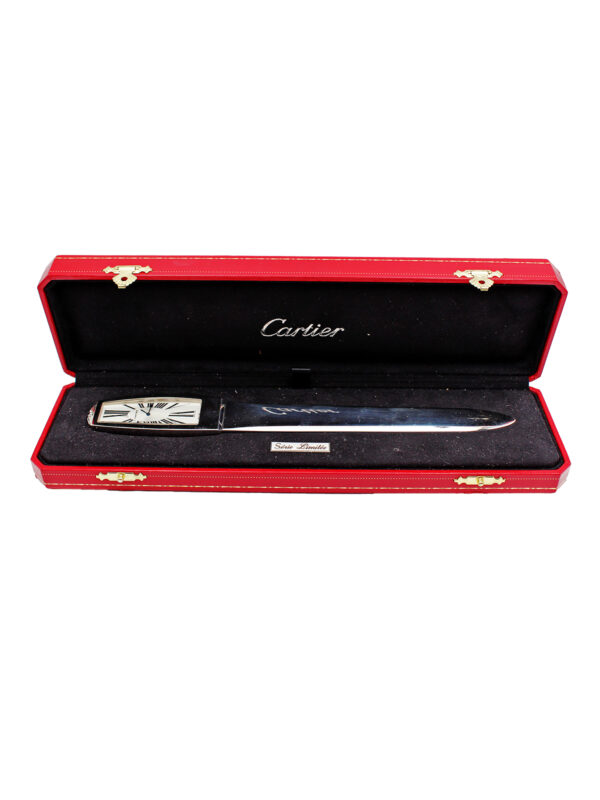 Cartier Platinum Plated Ltd Edition Knife Letter Opener with Watch. No. 1976/2000