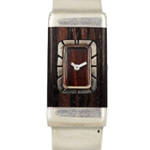 Lanvin, Paris Silver & Wood Ladies' Bracelet Watch c. 1970s