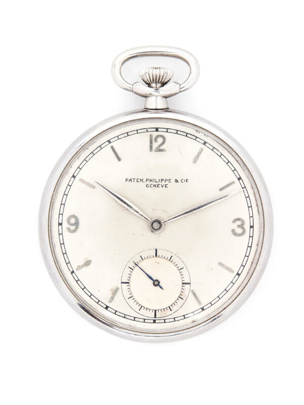 Patek Philippe Stainless Steel Open Face Pocket Watch w/ Extract & 2 Geneva Seals c. 1950s