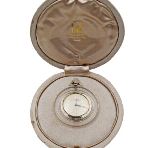 Van Cleef & Arpels Platinum & Rock Crystal Open Face Pocket Watch with Box c. 1930s