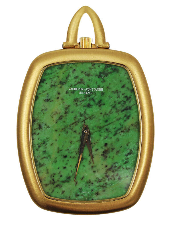 Vacheron & Constantin 18k Yellow Gold & Malachite Cushion-Shaped Pocket Watch c. 1970s, Ref 2048P