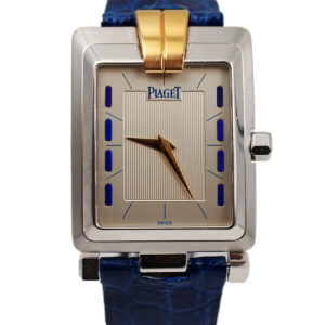 Rare Asymmetrical Piaget "Mecanique, Lipizzan Polo" 18k Pink & White Gold Wristwatch c. 1990s, Ref 91100