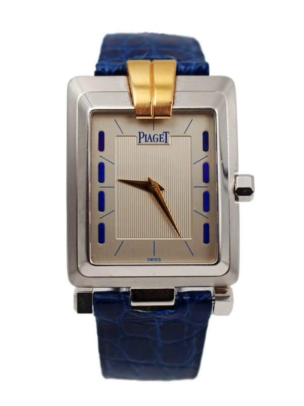 Rare Asymmetrical Piaget "Mecanique, Lipizzan Polo" 18k Pink & White Gold Wristwatch c. 1990s, Ref 91100