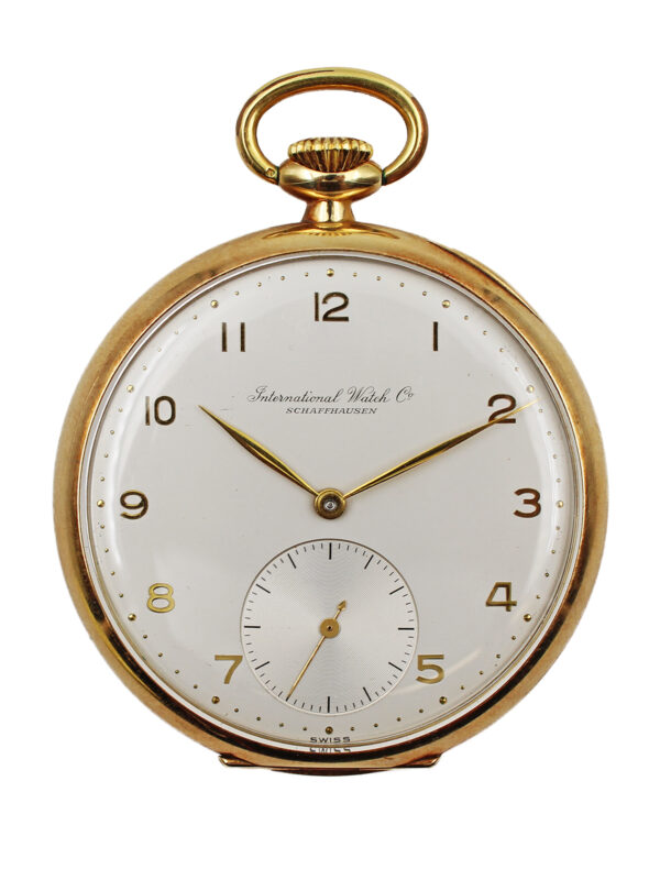 International Watch Co. 14k Yellow Gold 50mm Open Face Pocket Watch c. 1954