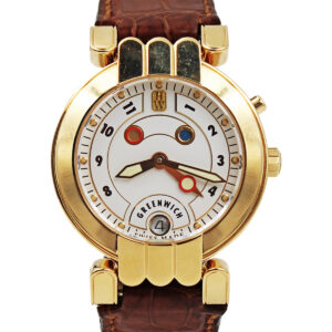 Harry Winston "Greenwich" 18k Yellow Gold Auto-Date 2 Timezone Wristwatch c. 2000s
