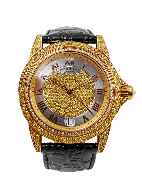 Roberge "M31 Automatique" 18k Yellow Gold & Vivid Yellow Diamond Wristwatch with Date