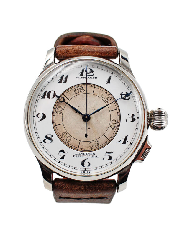 Longines-Wittnauer Weems Stainless Steel 47mm Second Setting Pilots Wristwatch with Extract c. 1945, Ref 4356