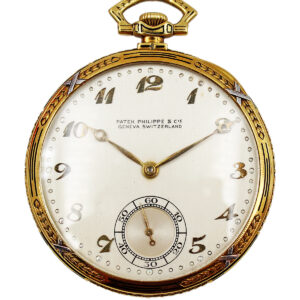 Patek Philippe 18k Yellow Gold & Platinum Open Face Pocket Watch w/ Extract c. 1923