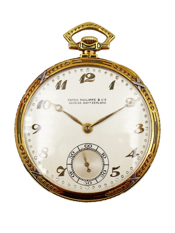 Patek Philippe 18k Yellow Gold & Platinum Open Face Pocket Watch w/ Extract c. 1923