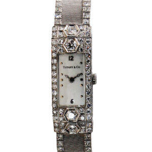 Zador Watch Co. Platinum & Diamond (~4cts) Art Deco Ladies' Bracelet Watch w/ Dial Signed Tiffany & Co, c. 1930s