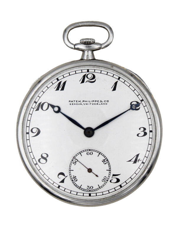 Patek Philippe Platinum 43mm Open Face Pocket Watch w/ Extract c. 1924