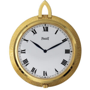 Piaget 18k Yellow Gold Open Face Pocket Watch with Box c. 1980s, Ref 990