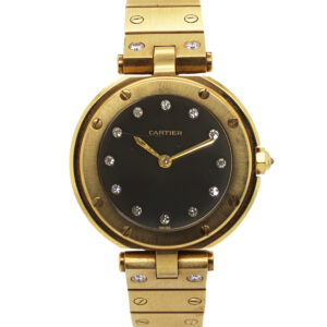 Cartier "Santos Ronde" 18k Yellow Gold Quartz Bracelet Watch w/ Diamond Indexes, Ref W3315