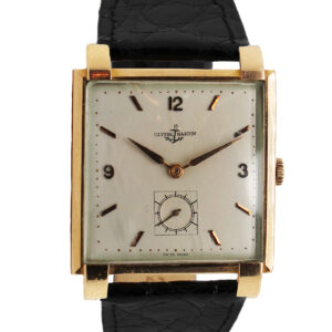 Ulysse Nardin 18k Pink Gold Jumbo Square Wristwatch c. 1960s