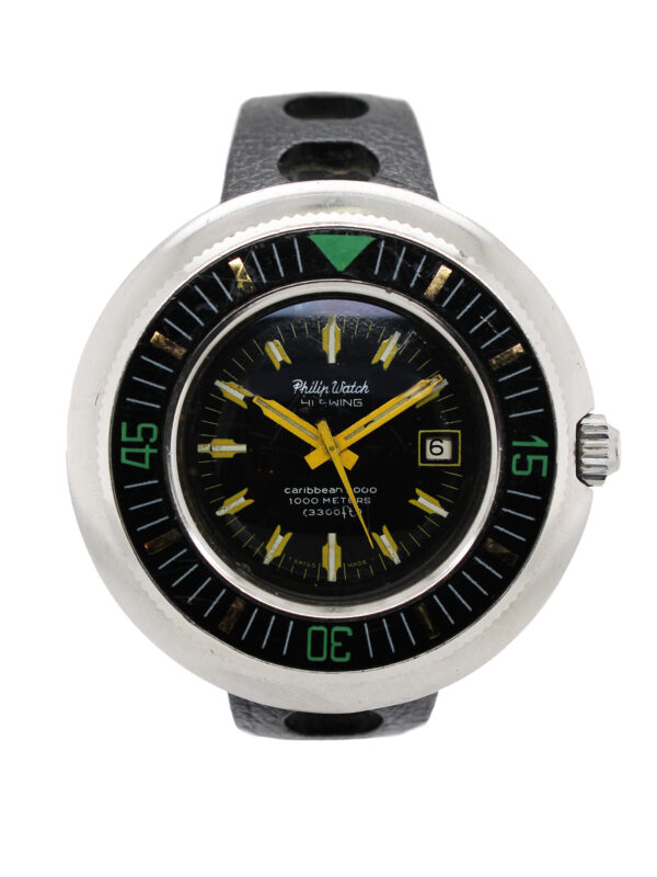 Philip Watch "Caribbean 2000" Stainless Steel Large 50mm Auto-Date Diver's Watch c. 1968