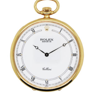 Rolex "Cellini" 18k Yellow Gold Open Face Pocket Watch c. 1990s, Ref 3761, 63.8g 48mm