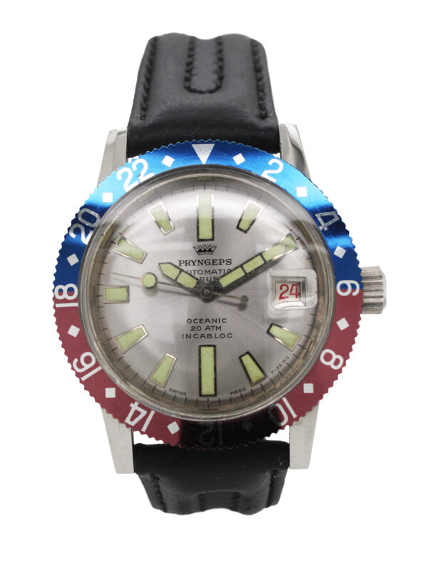 PRYNGEPS Stainless Steel “Oceanic” Diver 20 ATM Wristwatch with Date c. 1970