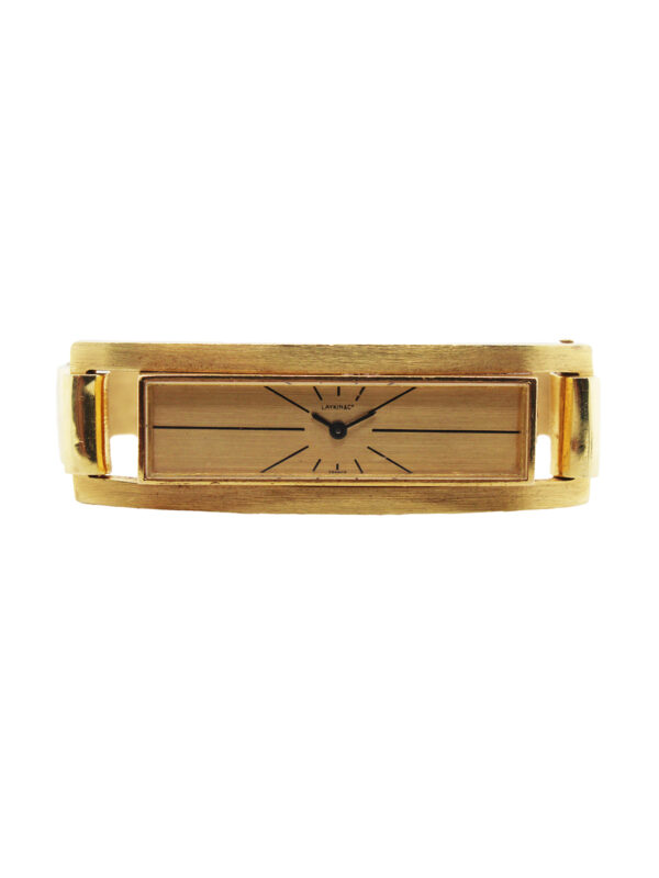 Ebel 18k Yellow Gold Rectangular Bangle Wristwatch, Retailed by Laykin & Co. c. 1950