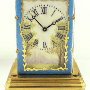 French Vintage Gilt Brass & Painted Enamel 8-Day Going Miniature Carriage Clock
