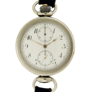 Swiss Stainless Steel 1-button Chronograph With Register, Converted Pocket to Wristwatch