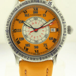 Longines "Lindberhg" Orange Auto Date SS w/ Hat Box&Booklets