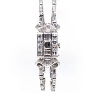 Mathey Tissot Platinum & Diamond (7.5ct) Concealed Dial Ladies' Bracelet Watch with Box c. 1960s