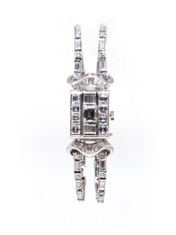 Mathey Tissot Platinum & Diamond (7.5ct) Concealed Dial Ladies' Bracelet Watch with Box c. 1960s