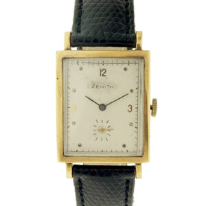 Zenith Rectangular 18k Yellow Gold Vintage Wristwatch