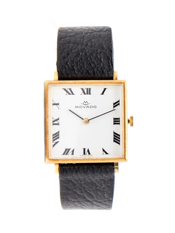 Movado 18k Yellow Gold Square Wristwatch c. 1950s