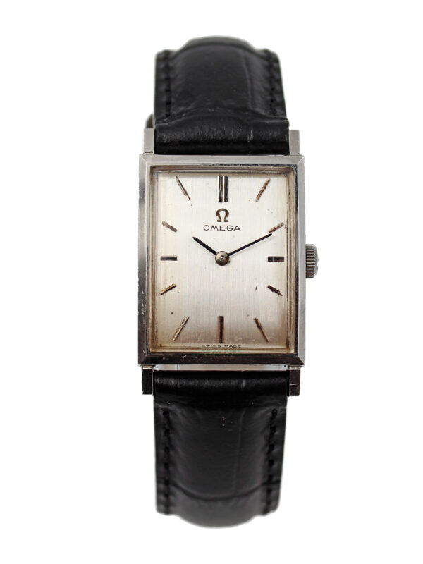 Omega Stainless Steel Rectangular Wristwatch c. 1940-50s