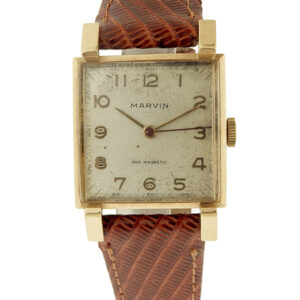 Marvin 14k Yellow Gold Vintage Wristwatch with Sloped Crystal