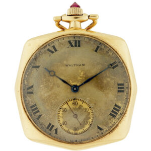 Waltham 14k Yellow Gold Octagonal Open Face Vintage Pocket Watch