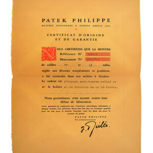 Patek Philippe (Ref 3086/6) Certificate of Origin with Original Envelope