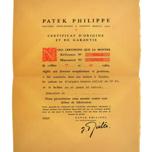 Patek Philippe (Ref 3086/9) Certificate of Origin with Original Envelope