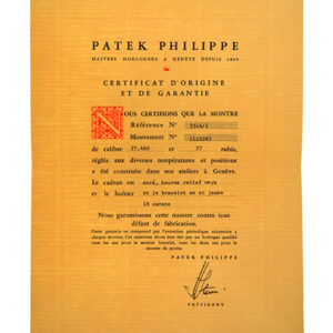 Patek Philippe (Ref 3514/1) Certificate of Origin with Original Envelope