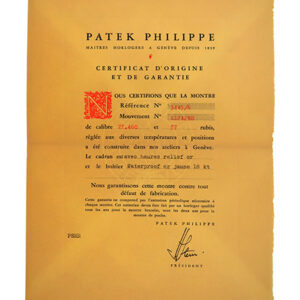 Patek Philippe (Ref 3445/6) Certificate of Origin with Original Envelope