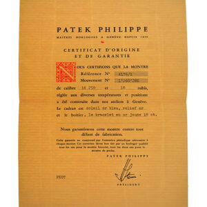 Patek Philippe (Ref 4135/1) Certificate of Origin with Original Envelope