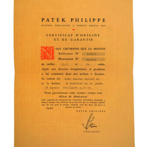Patek Philippe (Ref 3355/1) Certificate of Origin with Original Envelope