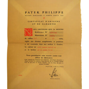 Patek Philippe (Ref 3266/149) Certificate of Origin with Original Envelope