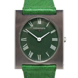 Longines (Ref 8099.5) Stainless Steel Rectangular Green Wristwatch, New/Old Stock c. 1960s